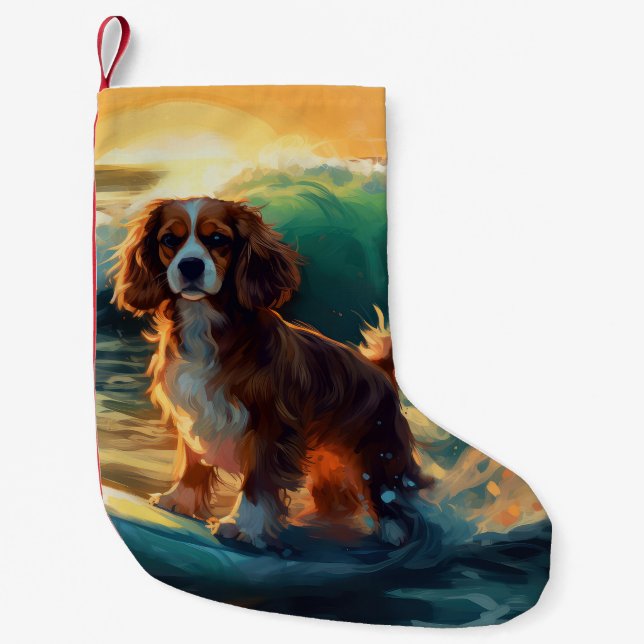 Petite Chaussette De Noël Cavalier King Beach Surf Peinture (Devant)