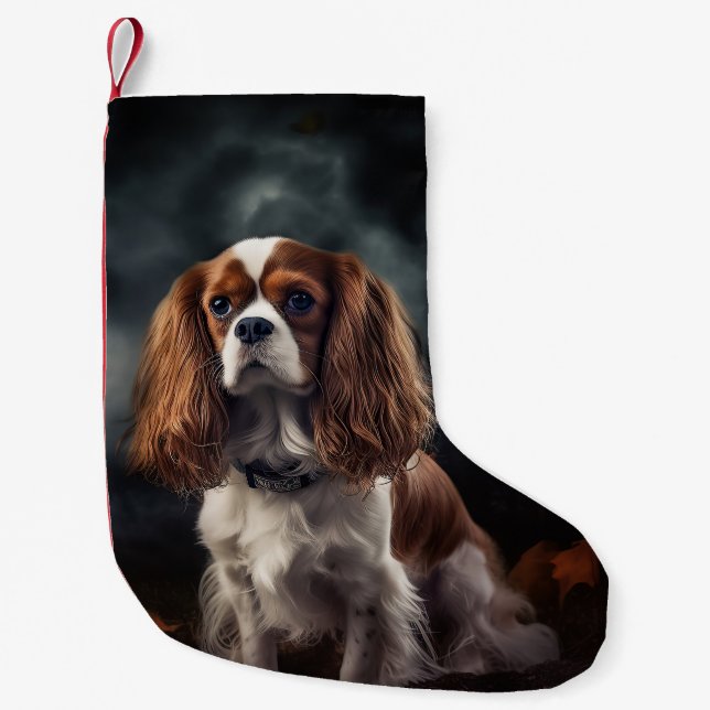 Petite Chaussette De Noël Cavalier King Charles Spaniel Halloween Épouvantab (Devant)