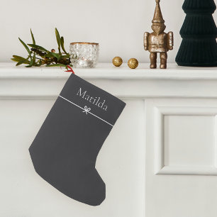 Petite Chaussette De Noël Cendre   Simple minimaliste Bow personnalisé