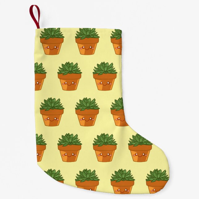 Petite Chaussette De Noël Centre de table planteur de succulentes vertes col (Devant)