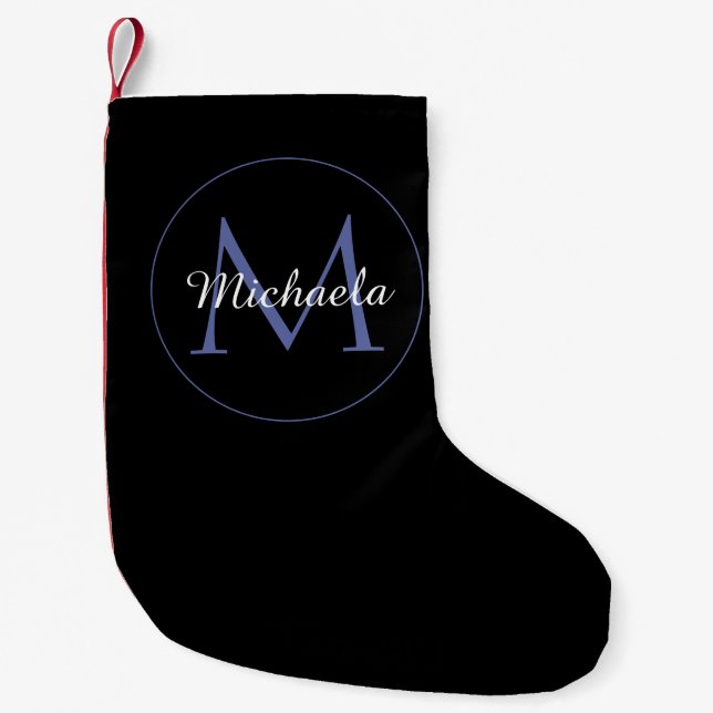 Petite Chaussette De Noël Cercle minimal moderne nom initial monogramme mode (Devant)