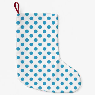 Petite Chaussette De Noël Cercles Pois bleu paon