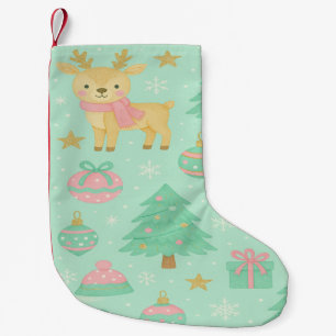 Petite Chaussette De Noël Cerf et bonhomme de neige de Noël au mint mignon