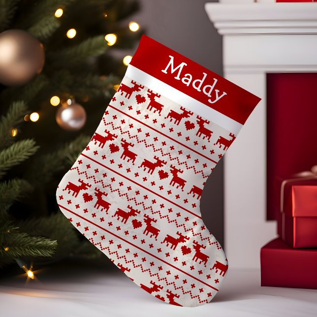 Petite Chaussette De Noël Cerf Monogramme Sweat Ugly (Créateur téléchargé)