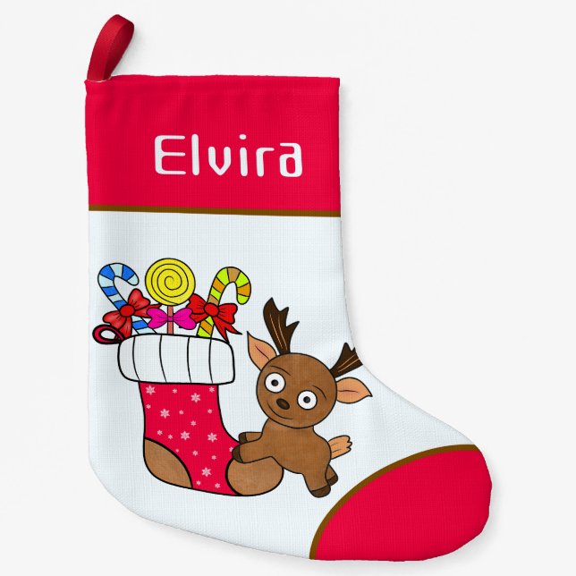 Petite Chaussette De Noël Cerfs de Noël (Devant)
