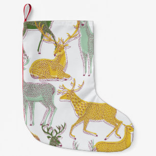 Petite Chaussette De Noël Cerfs géométriques : Illustration Motif traditionn