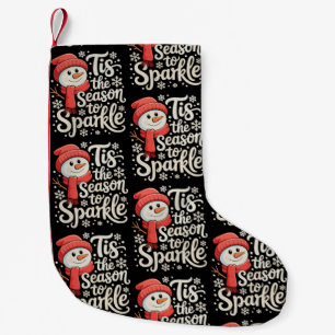 Petite Chaussette De Noël C'est la saison pour étinceler bonhomme de neige N