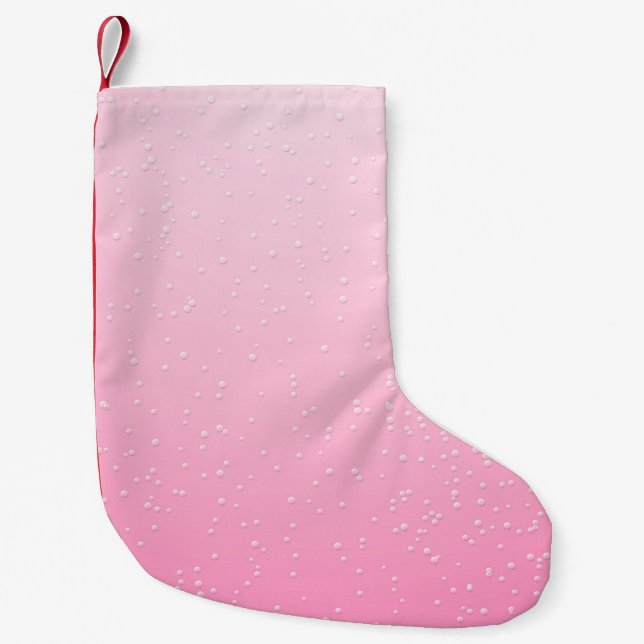Petite Chaussette De Noël Champagne rose avec minuscules bulles Art Arrière  (Devant)