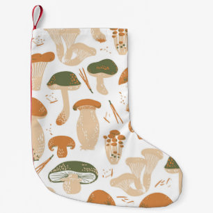 Petite Chaussette De Noël Champignons comestibles sans couture motif. Linocu