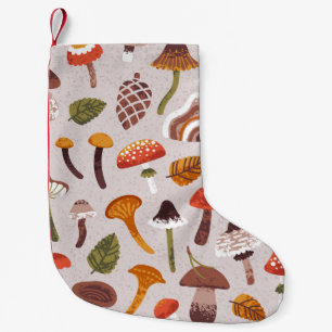 Petite Chaussette De Noël Champignons d'automne, feuille : répétition vintag