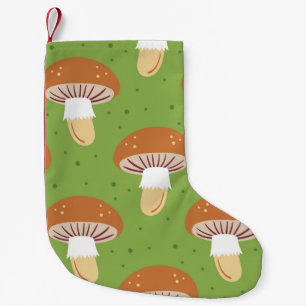 Petite Chaussette De Noël Champignons d'automne : motif sans couture verte.
