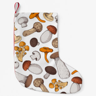 Petite Chaussette De Noël Champignons dessinés à la main : arrière - plan al