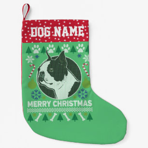 Petite Chaussette De Noël Chandail de Noël laid de Boston Terrier Dog