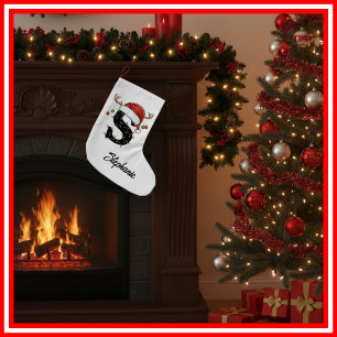 Petite Chaussette De Noël Chapeau de Noël de la famille à monogramme Petits