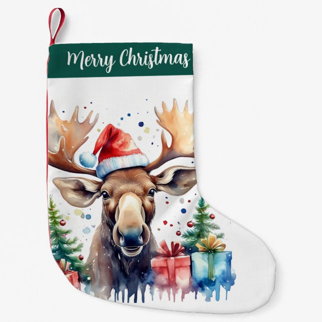 Petite Chaussette De Noël Chapeau de Noël Festif Élan -  (Devant)