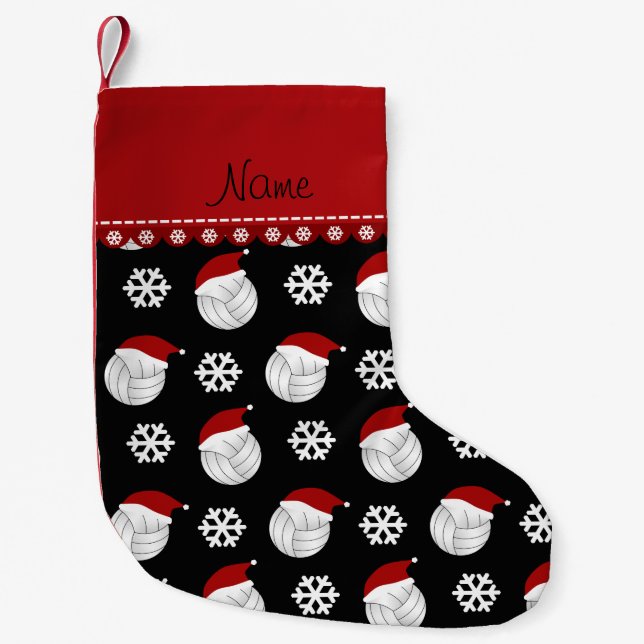 Petite Chaussette De Noël Chapeaux noirs nommés personnalisés de père Noël (Devant)