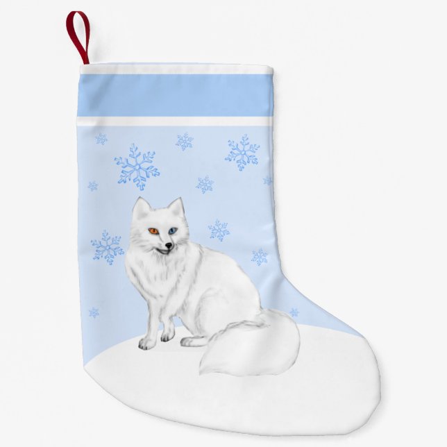 Petite Chaussette De Noël Charmant Bas de Noël Renard Arctique (Devant)