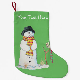 Petite Chaussette De Noël Charmant bonhomme de neige de noël dans le patchwo