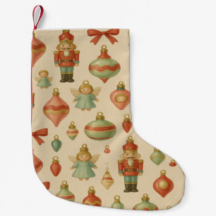 Petite Chaussette De Noël Charme de Noël ange et casse-noisette vintage