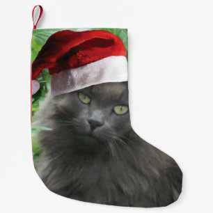 Petite Chaussette De Noël Chat bleu russe de Noël
