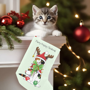 Petite Chaussette De Noël Chat Calico de Noël amusant