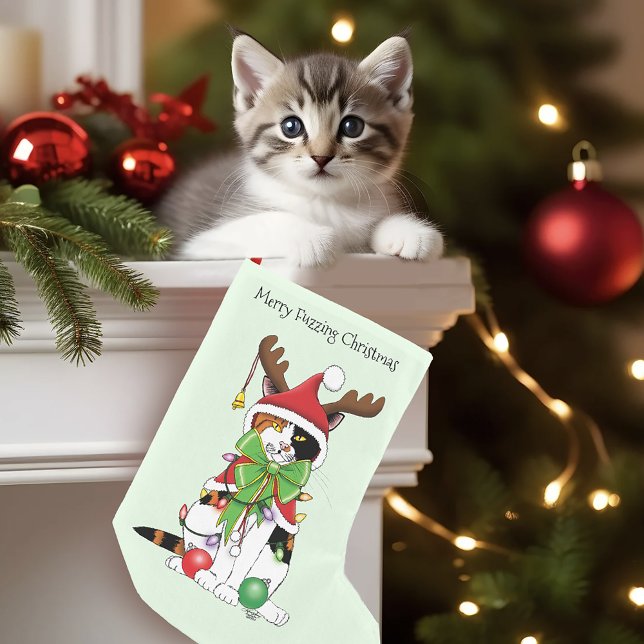 Petite Chaussette De Noël Chat Calico de Noël amusant (Créateur téléchargé)