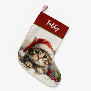 Petite Chaussette De Noël Chat Chaton Personnalisé Mignon