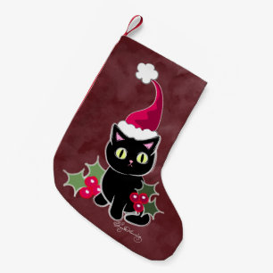 Petite Chaussette De Noël Chat de Noël gothique rouge