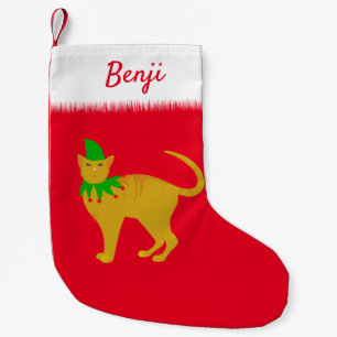 Petite Chaussette De Noël Chat de Noël mignon animal de compagnie personnali