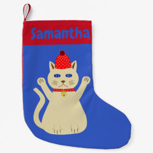 Petite Chaussette De Noël Chat de Noël mignon Nom personnalisé