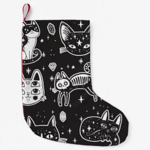 Petite Chaussette De Noël Chat de sorcière : Illustration Vintage isolée