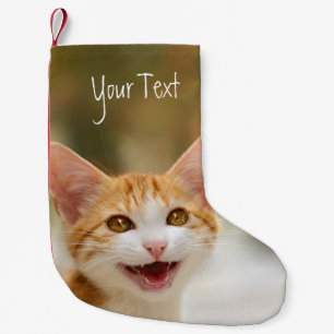 Petite Chaussette De Noël Chat drôle de sourire Père Noël personnalisé p