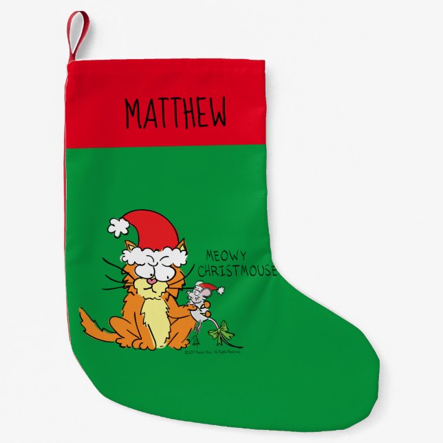 Petite Chaussette De Noël Chat Funny Noël Cartographie mignonne souris souri (Devant)