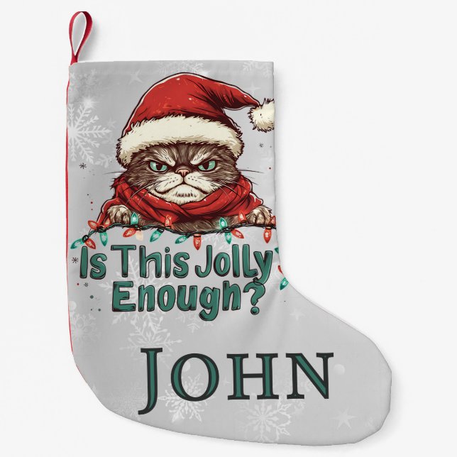 Petite Chaussette De Noël Chat grincheux amusant Noël Stocking (Devant)