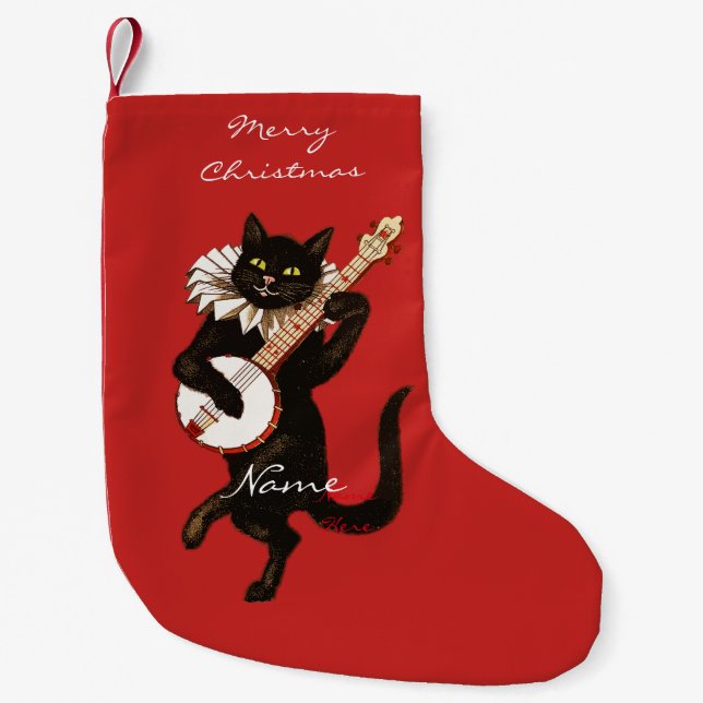 Petite Chaussette De Noël Chat jouant le banjo Thunder_Cove (Devant)
