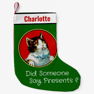 Petite Chaussette De Noël Chat Kitty à la recherche de cadeaux