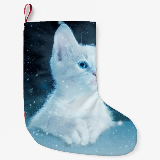 Petite Chaussette De Noël Chat kitty neige art animal nature (Devant)