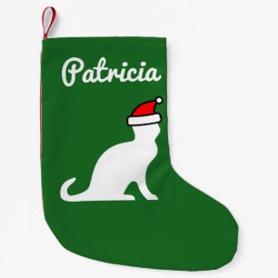 Petite Chaussette De Noël Chat mignon personnalisé avec le casquette de Pè