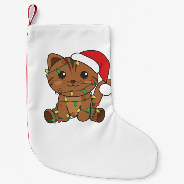 Petite Chaussette De Noël Chat Noël Animaux d'hiver Chats (Devant)