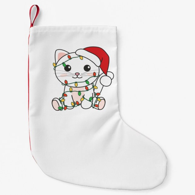 Petite Chaussette De Noël Chat Noël Animaux d'hiver Chats (Devant)