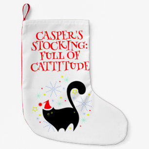 Petite Chaussette De Noël Chat noir Cheeky Chat Santa Hat Cattitude