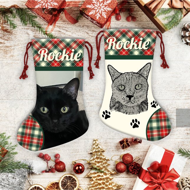 Petite Chaussette De Noël Chat Noir Stockage de Noël personnalisé (Créateur téléchargé)