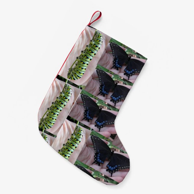 Petite Chaussette De Noël Chat noir Swallowtail/papillon-noël stockage (Devant (Accrochage))