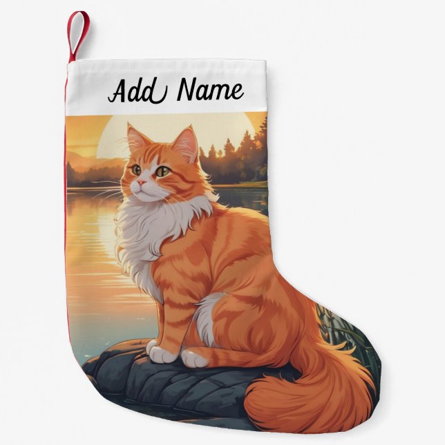 Petite Chaussette De Noël Chat Persan Orange (Devant)