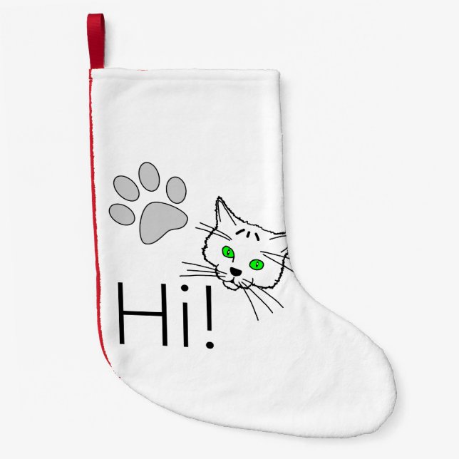 Petite Chaussette De Noël Chat - Salut ! (Devant)