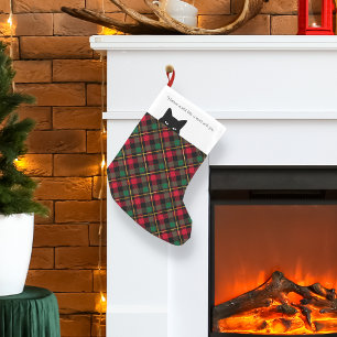Petite Chaussette De Noël Chat sournois Wallace Plaid Petite réserve de Noël