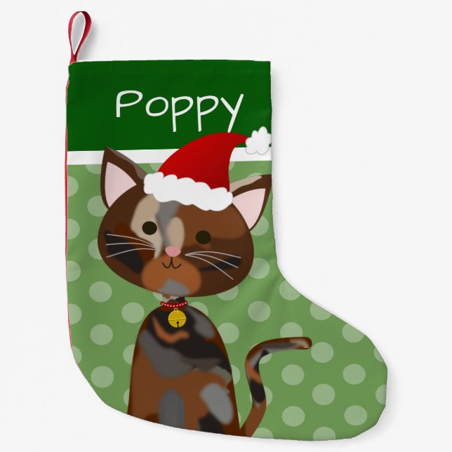 Petite Chaussette De Noël Chat Tortoiseshell de Noël (Devant)