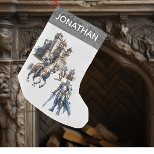 Petite Chaussette De Noël Château médiéval des Chevaliers Watercolor