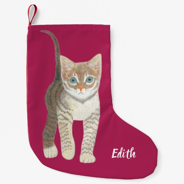 Petite Chaussette De Noël Chaton tigré (Devant)