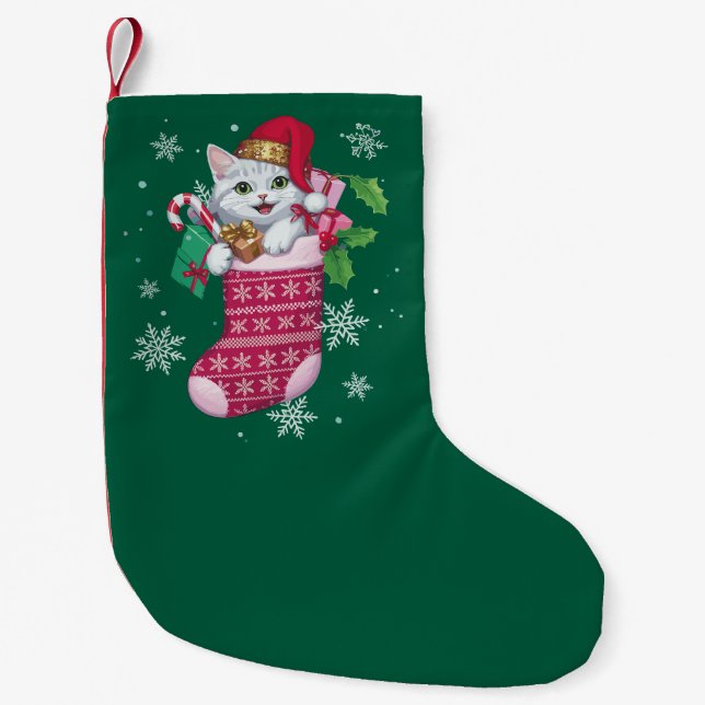 Petite Chaussette De Noël Chats Amoureux Noël Amusant Chats Propriétaire (Devant)